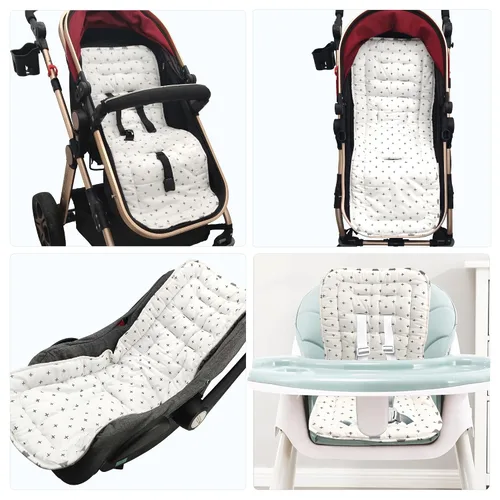 Miniatura 6 de Cojín para Carrito de Bebé, Colchoneta Silla Paseo Universal Transpirable, Cojín para Sillas de Paseo 100% Algodón, 34x78cm 1 Paquete