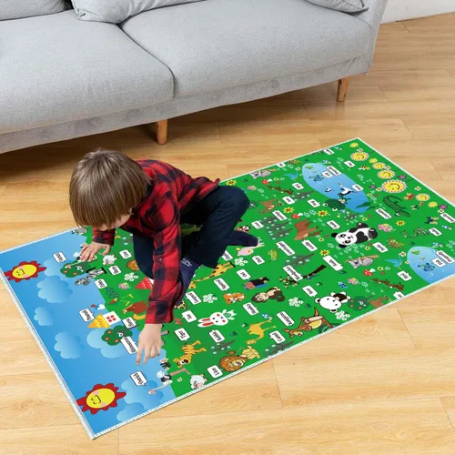Miniatura 3 de Alfombras infantiles con patrón de zoológico antideslizante de 0.236 pulgadas de grosor, alfombra suave para decoración de habitación de niños
