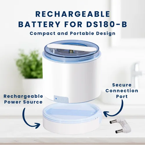 Miniatura 4 de iSonic DS180 Limpiador portátil de dentaduras/alineadores/retenedores para todos los aparatos dentales y de apnea del sueño, DC12V, AC100-240V