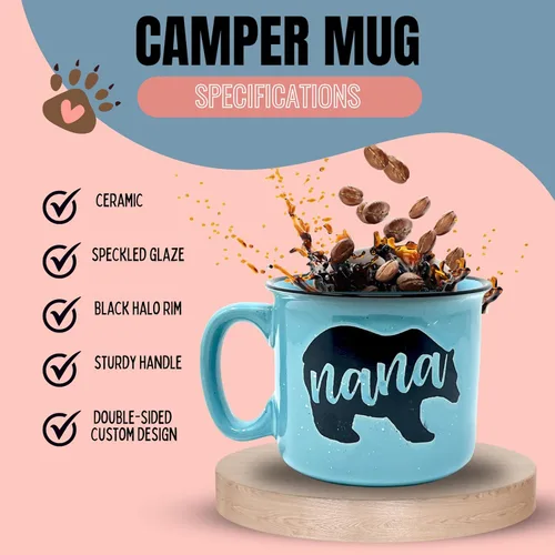 Miniatura 3 de Brooke & Jess Designs Nana Bear - Bonita taza de café, regalos para abuela, día de la madre, Navidad, cumpleaños (verde azulado)