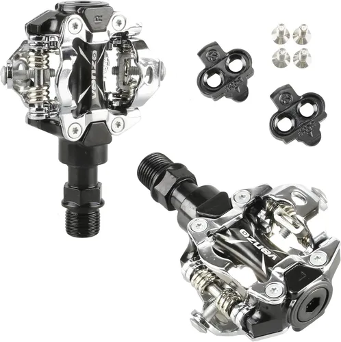 Miniatura 6 de Venzo Bicicleta de montaña para hombre, compatible con zapatos Shimano SPD + pedales y tacos, ideal para ciclismo interior, todoterreno, paquete MTB