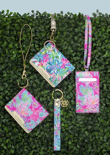 Miniatura 5 de Lilly Pulitzer Funda para tarjeta de identificación a presión, bonita cartera con llavero, soporte delgado para tarjetas de crédito con correa