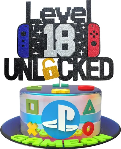 Miniatura 11 de Decoración de pastel de videojuegos de feliz cumpleaños número 11 desbloqueado para niños y niñas de 11 años de edad, decoración de fiesta