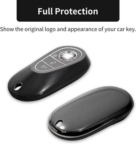 Miniatura 3 de OFFCURVE Funda para llavero de coche compatible con Benz C + llavero, Negro