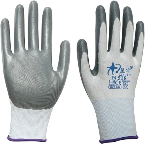 12 pares de guantes de trabajo de seguridad, guantes de jardinería, revestimiento de nitrilo antideslizante, guantes de inmersión