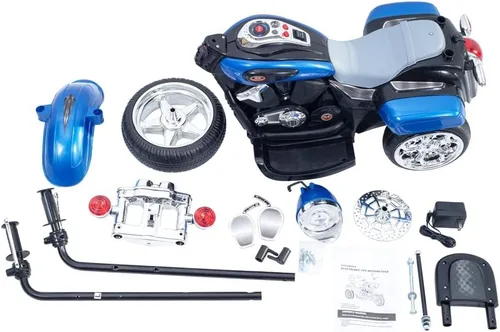 Miniatura 9 de Freddo Motocicleta de juguete, triciclo de motocicleta de 6 V con luces LED, bocinas hacia adelante/marcha atrás, 2 opciones de velocidad, juguetes
