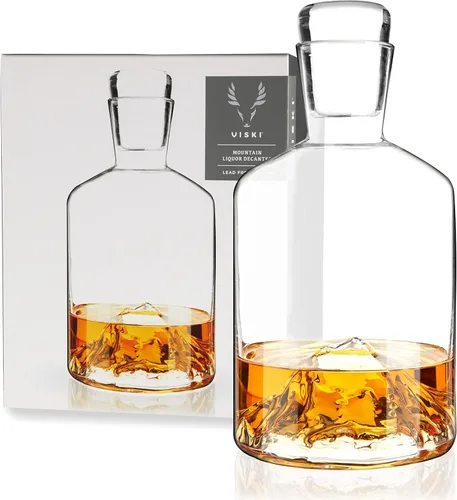 Viski Decantador de whisky de montaña con tapón, decantador de licor soplado a mano para bourbon, whisky, licores, regalos de boda, regalos de