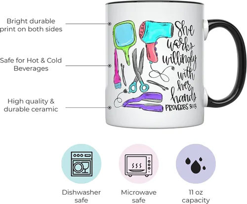 Miniatura 2 de YouNique Designs Taza de café para estilista, 11 onzas, taza para peluquería, taza para estilista para mujer, regalos de peluquería (mango negro)
