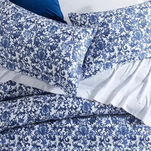 Miniatura 2 de Get Bed Ready Azulejos portugueses vintage Azulejos Funda de edredón de lujo con medallón español pintado cerámica blanca azul patrón mosaicos