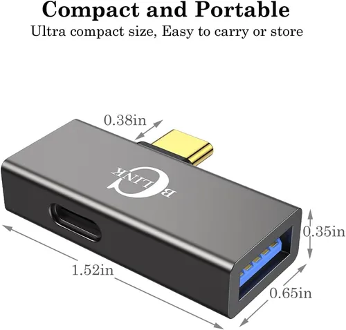 Miniatura 6 de BCLINK Adaptador USB C a USB 3.1 2 en 1 con puerto de carga de 100 W, convertidor Thunderbolt 4/3 OTG para Meta Quest 2, iPhone 15, MacBook, iMac