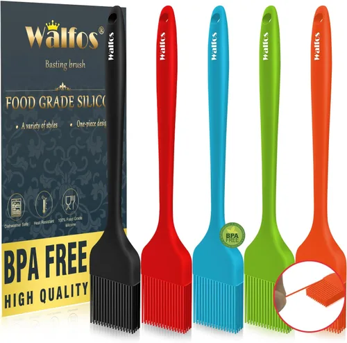 Miniatura 18 de Walfos Juego de 5 cepillos de silicona para repostería, resistentes al calor, perfectos para hornear, parrilla de barbacoa, cocina de cocina, núcleo