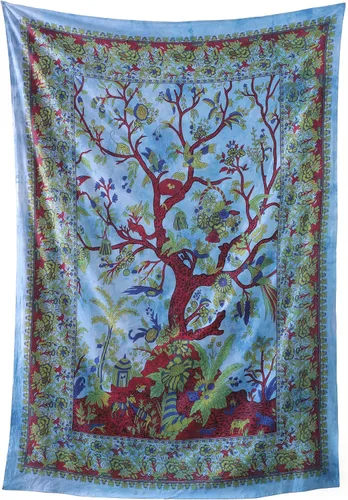 Miniatura 2 de Popular Handicrafts Tree Of Life - Tapiz psicodélico hippie de tamaño individual para colgar en la pared, diseño de maditación india, gitano, Azul