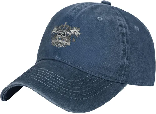 Cowboy Hat Trendy Hats for Man and Women Djustable Four Season Outdoor Baseball Cap of Hell Skull with Angel Navy Blue