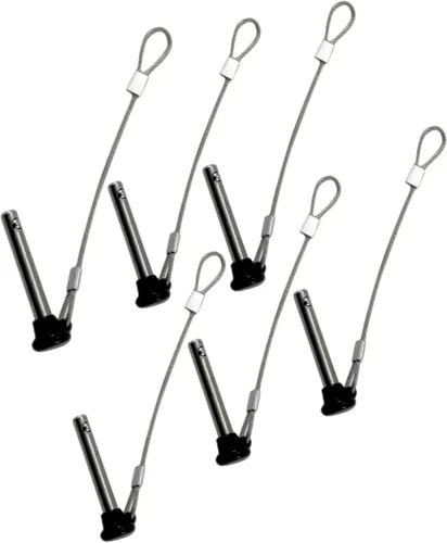 Miniatura 7 de Diámetro de 3/16 pulgadas de acero inoxidable de nailon negro con cordón, pasadores de tracción superior de Bimini marino para bisagra giratoria