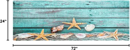 Miniatura 2 de Alfombra de franela de 2 x 6 pies, alfombra de baño antideslizante para cocina y baño (estrella de mar roja)