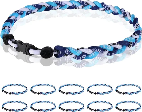 Miniatura 19 de Paquete de 12 Collares de Béisbol de 18 Pulgadas, Regalo de Equipo para Fanáticos de Béisbol, Diseño de Cuerda Tornado de Titanio Triple Trenzado