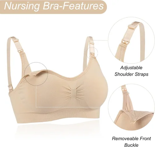 Miniatura 3 de 3 Pack Full Cup Maternity Bras, Seamless Nursing Bras for Breastfeeding with Extra Bra Extenders Nursing Bralette