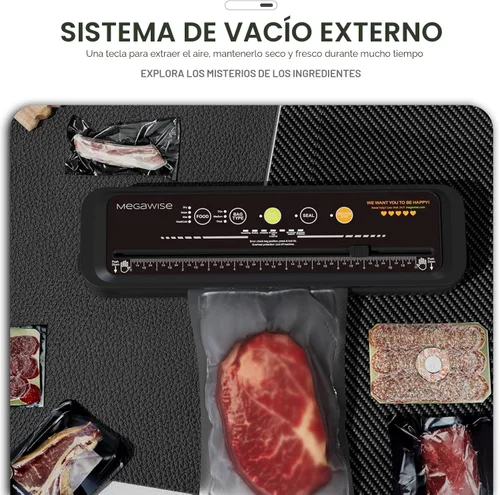 Miniatura 7 de MegaWise Máquina selladora al vacío potente y compacta Sellador automático de alimentos de un solo toque