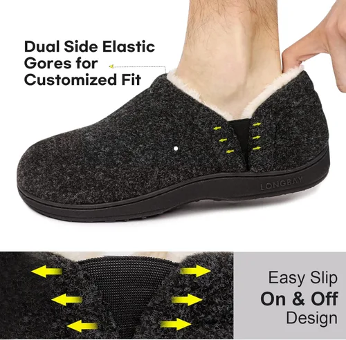 Miniatura 4 de LongBay - Pantuflas cómodas de espuma viscoelástica para hombre, zapatos cómodos de casa