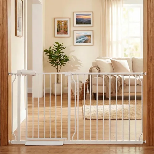 Miniatura 21 de Puerta de bebé para escaleras y puertas, puertas para perros de 29 a 34 pulgadas para la casa, puerta para mascotas de interior montada a presión