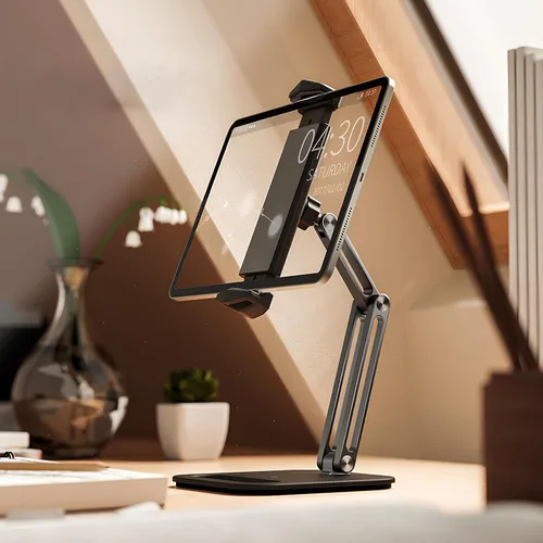 Miniatura 3 de Soporte ajustable para tablet de 360° para escritorio, soporte de brazo de tableta de aleación de aluminio compatible con iPad Pro/Air/Mini, Kindle