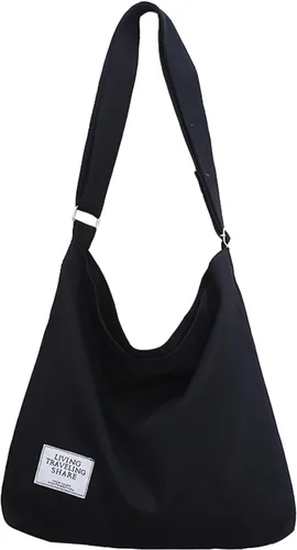 Covelin - Bolsa de hombro informal de lona para mujer, estilo bohemio y retro, bolsa de mano, bolso cruzado, tamaño grande