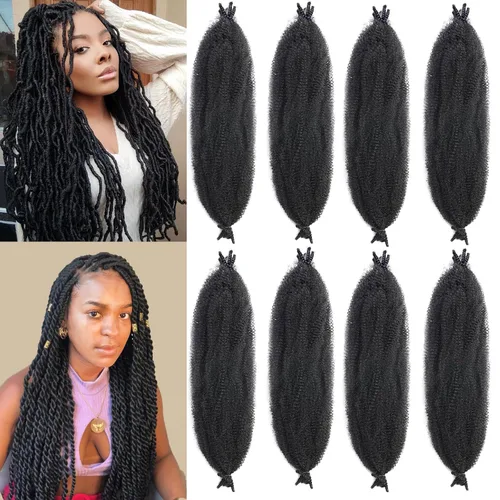Miniatura 28 de Trenzas de pelo rizado anudadas a crochet estilo afro Marley, 12 pulgadas, pelo pre-separado y trenzado en resorte, trenzas de pelo afro rizado y 4#