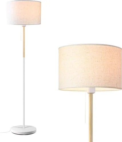 Lámpara de pie para dormitorio, lámparas de pie de granja para sala de estar, lámpara de poste de mediados de siglo, pantalla de lámpara de lino,