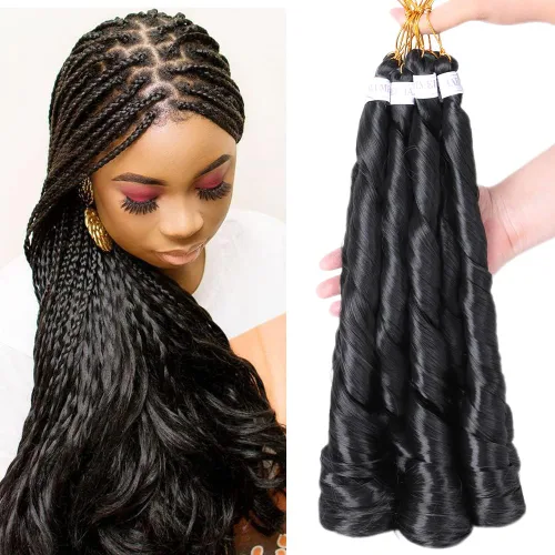 Miniatura 36 de Cabello rizado francés trenzado para trenzas de caja, 8 paquetes de 12 pulgadas, 3.00 oz/paquete, cabello trenzado de onda suelta, extensiones