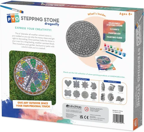 Miniatura 8 de MindWare Pinta tu propia piedra escalonada: libélula - Pinta tus propias piedras de paso para niños. El kit de manualidades incluye pintura