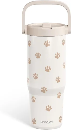 Miniatura 12 de SANDJEST Besties - Vaso de acero inoxidable con tapa para pajita de 30 onzas con asa de transporte para mujeres, niñas, mejores amigas, taza de café