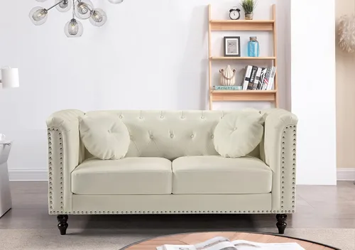 Miniatura 29 de Container Furniture Direct S5370-S Kittleson Velvet Upholstered Modern Chesterfield Sofa with Nailhead Trim, Gray