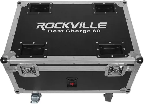 Rockville Best Charge 60 Funda de carretera de carga para (6) mejores luces Par 60, madera contrachapada duradera y aluminio, apilable con ruedas,