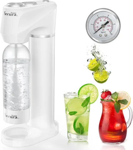 Secura Home Máquina de transmisión de refrescos, máquina de agua con gas y agua carbonatada, compatible con cilindros de CO2 de 60 l (no incluidos)