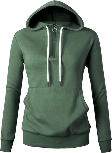 Miniatura 2 de GIVON Sudadera con capucha para mujer, ligera, de manga larga, media cremallera, talla grande