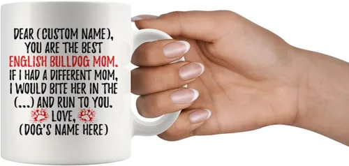 Miniatura 4 de Taza personalizada con diseño de bulldog inglés para mamá, bulldog británico, taza de mamá de perro bulldog inglés, regalo del dueño de bulldog
