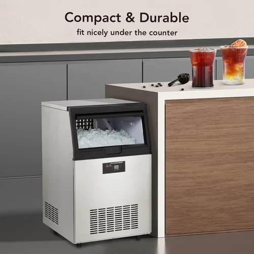 Miniatura 5 de Towallmark Máquina de hielo comercial, crea 160 libras en 24 horas, máquina de hielo comercial con capacidad de almacenamiento de hielo de 44