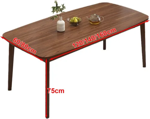 Miniatura 2 de Mesa de comedor rectangular de madera maciza, mesa de cocina rústica con almohadillas antideslizantes para los pies, estructura estable, adecuada