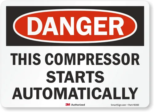 Miniatura 3 de Smartsign U3-2004-RA_10X7 "Danger This Compressor Starts Automatically" Cartel reflectante de aluminio reciclado, 10" x 7" Aluminio reflectante 3M