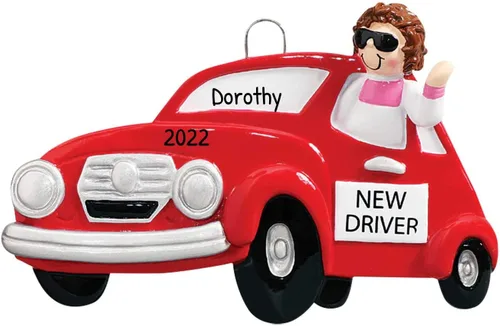 Miniatura 11 de Adorno personalizado para árbol de Navidad de niña con licencia de conducir 2024 - Personalización gratuita Licencia de conducir morena
