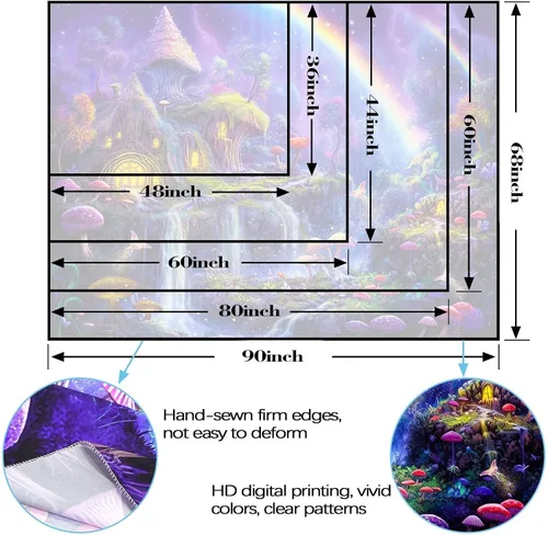 Miniatura 7 de Kanuyee Tapiz de luz negra de neón para colgar en la pared, bosque encantado, cascada, tapices para dormitorio, tapices UV, para colgar en la pared