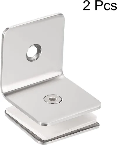 Miniatura 3 de HARFINGTON Abrazadera de vidrio de 90 grados de acero inoxidable, 2 piezas para 0.315-0.472 in de grosor, cuadrado de un solo lado, sin marco
