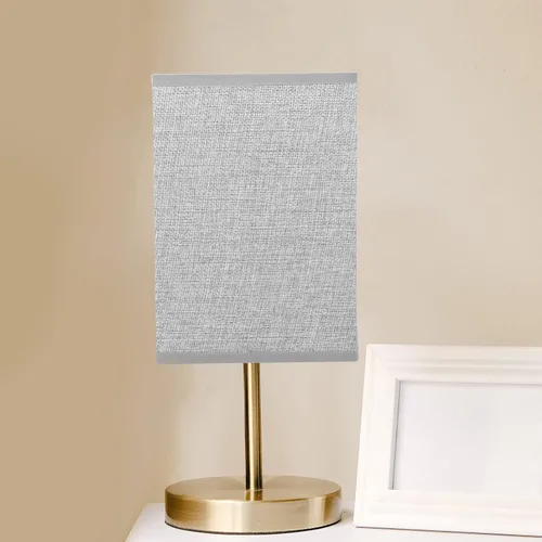 Miniatura 5 de Pantalla cuadrada de tela para lámpara, soporte de lámpara de lino natural, repuesto para lámpara de mesa y luz de pie (gris claro)