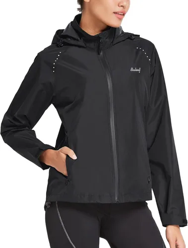 Miniatura 2 de BALEAF Chaquetas de lluvia para correr, impermeables, cortavientos, ligeras, reflectantes, plegables, con capucha
