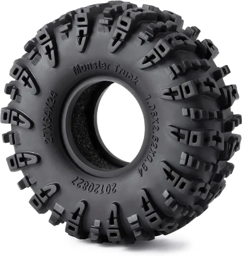 Miniatura 7 de Juego de 4 neumáticos de 1.0 pulgadas, neumáticos para terreno de barro de 2.520 x 0.945 in, de goma suave, compatibles con TRX4M AX24 Axial SCX24