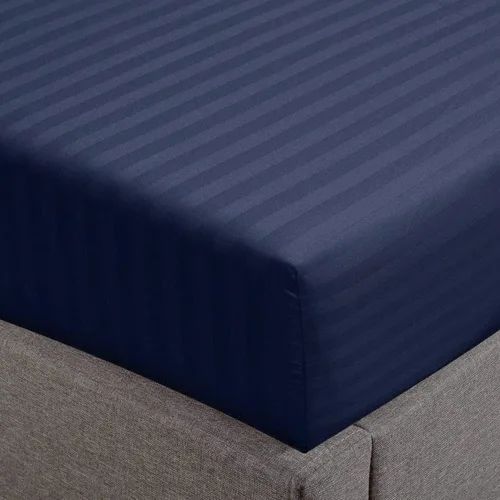 Miniatura 18 de Feather & Stitch - Sábana bajera ajustable de 100 % algodón, tejido satén de damasco, transpirable a rayas, sábana elástica para colchón de 18