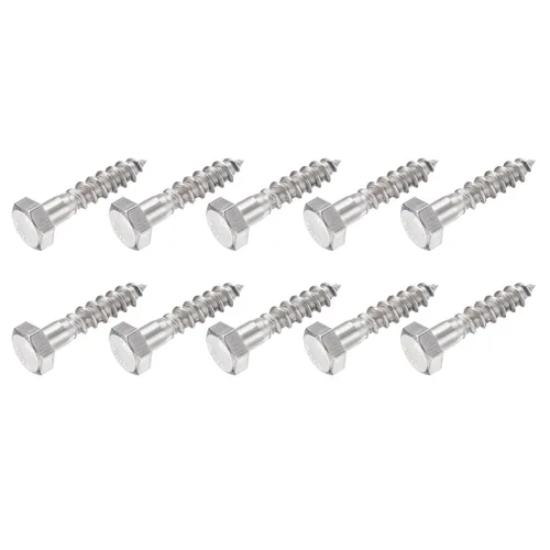 Miniatura 10 de METALLIXITY Tornillos hexagonales (M6 x 1.575 in), 10 unidades, pernos de madera autorroscantes de acero inoxidable 304, para aplicaciones domésticas
