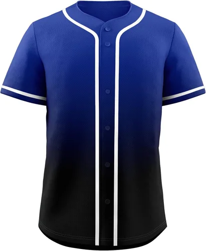Miniatura 11 de KXK Camiseta de béisbol en blanco para hombre, camisas casuales con botones, manga corta, uniforme deportivo de equipo activo