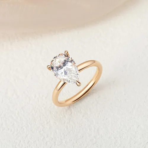 Miniatura 2 de Anillo de moissanita de 3.0 quilates, anillo de boda en forma de pera, anillos solitarios de plata de ley 925, anillo de compromiso de corte de pera