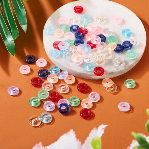 Miniatura 6 de Cheriswelry 90 cuentas europeas de cristal en forma de dona, cuentas transparentes con agujeros grandes, abalorios de cristal de 25/64 pulgadas 9